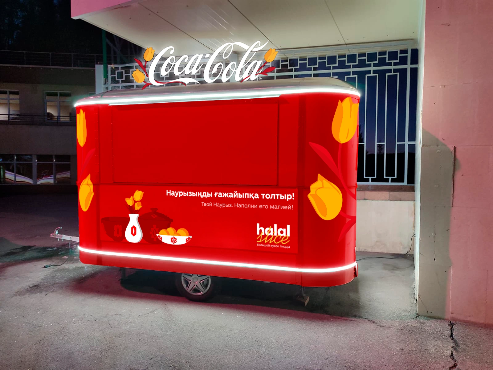 Coca-Cola branded street food truck