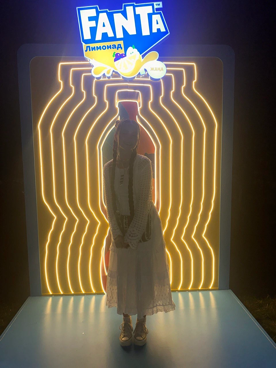 Fanta neon bottle light sculpture
